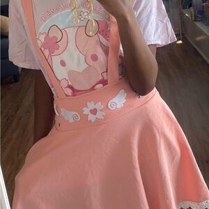 Peach Midi Skirt with Straps